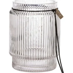 Glasvas / Ljuslykta Med Räfflad Struktur H10,8 cm