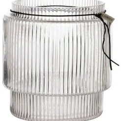 Glasvas / Ljuslykta Med Räfflad Struktur H10,8 cm