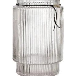 Glasvas / Ljuslykta Med Räfflad Struktur H10,8 cm