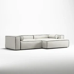 Decotique Hörnsoffor & Divansoffor|3-Sitssoffor-Grand Hue 3-Sitssoffa Schäslong Höger, Steam White / Mine Graphite