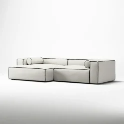 Decotique Hörnsoffor & Divansoffor|3-Sitssoffor-Grand Hue 3-Sitssoffa Schäslong Vänster, Steam White / Mine Graphite