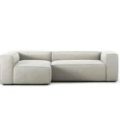 Grand 3-Sitssoffa Divan Vänster Minetyg, Moon White