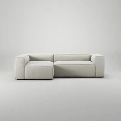 Grand 3-Sitssoffa Divan Vänster Minetyg, Moon White