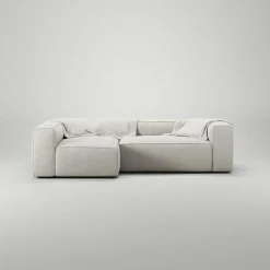 Grand 3-Sitssoffa Divan Vänster Minetyg, Moon White