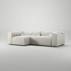 Grand 3-Sitssoffa Divan Vänster Minetyg, Moon White