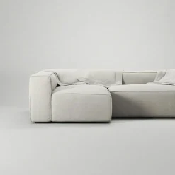 Grand 3-Sitssoffa Divan Vänster Minetyg, Moon White