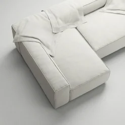 Grand 3-Sitssoffa Divan Vänster Minetyg, Moon White