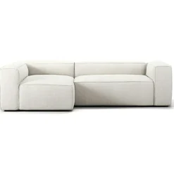 Grand 3-Sitssoffa Divan Vänster Minetyg, Moon White