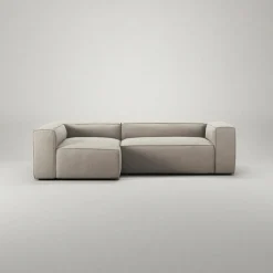 Grand 3-Sitssoffa Divan Vänster Minetyg, Moon White