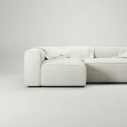 Grand 3-Sitssoffa Divan Vänster Minetyg, Moon White