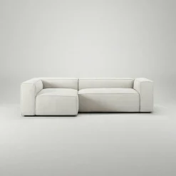 Grand 3-Sitssoffa Divan Vänster Minetyg, Moon White