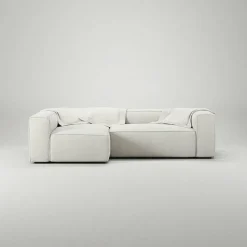 Grand 3-Sitssoffa Divan Vänster Minetyg, Moon White