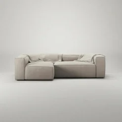 Grand 3-Sitssoffa Divan Vänster Minetyg, Moon White