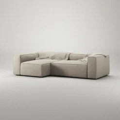 Grand 3-Sitssoffa Divan Vänster Minetyg, Moon White