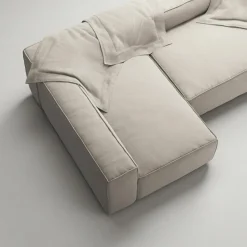 Grand 3-Sitssoffa Divan Vänster Minetyg, Moon White