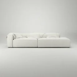 Decotique Modulsoffor|Hörnsoffor & Divansoffor-Grand 3-Sitssoffa öppet avslut Höger Bouclétyg, Steam White