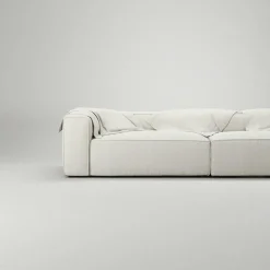 Decotique Modulsoffor|Hörnsoffor & Divansoffor-Grand 3-Sitssoffa öppet avslut Höger Bouclétyg, Steam White