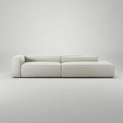 Decotique Modulsoffor|Hörnsoffor & Divansoffor-Grand 3-Sitssoffa öppet avslut Höger Bouclétyg, Steam White