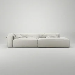 Decotique Modulsoffor|Hörnsoffor & Divansoffor-Grand 3-Sitssoffa öppet avslut Höger Bouclétyg, Steam White