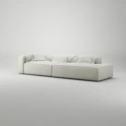 Decotique Modulsoffor|Hörnsoffor & Divansoffor-Grand 3-Sitssoffa öppet avslut Höger Bouclétyg, Steam White