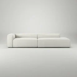 Decotique Modulsoffor|Hörnsoffor & Divansoffor-Grand 3-Sitssoffa öppet avslut Höger Bouclétyg, Steam White