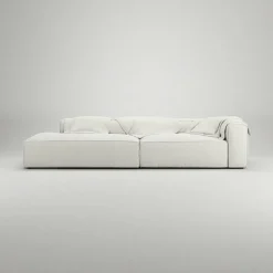 Grand 3-Sitssoffa öppet avslut Vänster Minetyg, Sandshell Beige