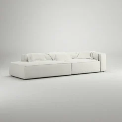 Grand 3-Sitssoffa öppet avslut Vänster Minetyg, Sandshell Beige