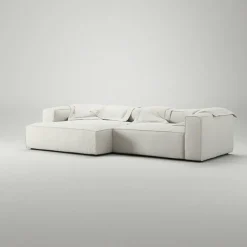 Decotique Modulsoffor|Hörnsoffor & Divansoffor-Grand 3-Sitssoffa schäslong Vänster Minetyg, Moon White