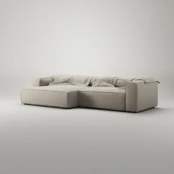 Decotique Modulsoffor|Hörnsoffor & Divansoffor-Grand 3-Sitssoffa schäslong Vänster Minetyg, Moon White