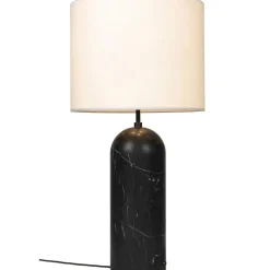 GUBI Golvlampor-Gravity XL Golvlampa Låg, Vit Marmor / Canvas