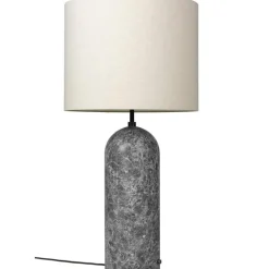 GUBI Golvlampor-Gravity XL Golvlampa Låg, Vit Marmor / Canvas
