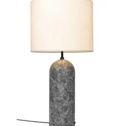 GUBI Golvlampor-Gravity XL Golvlampa Låg, Vit Marmor / Canvas