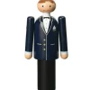 Groom Träfigur H12 cm, Blå/Svart / Vit