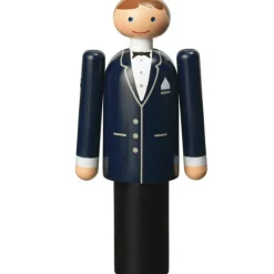 Groom Träfigur H12 cm, Blå/Svart / Vit