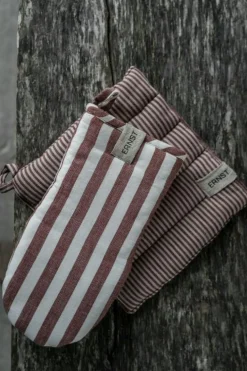 Grytlapp Ränder, Röd / Beige