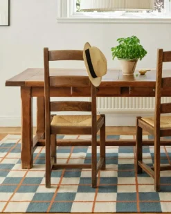 Chhatwal & Jonsson Ullmattor|Slätvävda Mattor-Haveli Ullmatta 180x270 cm, Heaven Blue / Rust