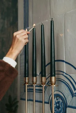 Hilke Collection Ljus-Herrgårdsljus 6-pack, Mörkgrön Glans