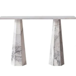 Dusty Deco Sidobord & Avlastningsbord-Hexagon Konsolbord, Mörkbetsad Ask