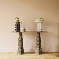 Dusty Deco Sidobord & Avlastningsbord-Hexagon Konsolbord, Mörkbetsad Ask