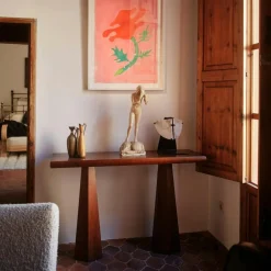 Dusty Deco Sidobord & Avlastningsbord-Hexagon Konsolbord, Mörkbetsad Ask