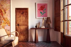 Dusty Deco Sidobord & Avlastningsbord-Hexagon Konsolbord, Mörkbetsad Ask