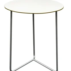 High Tech Bord Ø60 cm, Vit Laminat / Svart