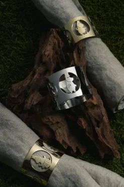 Hilke X Mumin Servettring Muminpappa 2-pack, Förnicklad Mässing