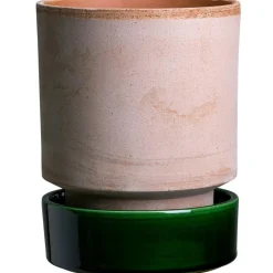 Bergs Potter Krukor-Hoff Blomkruka Med Fat Rosa/Grön Ø 14 cm