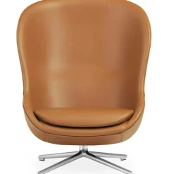 Hyg Fåtölj Hög Med Snurrbas, Svart Läder / Svart Aluminium