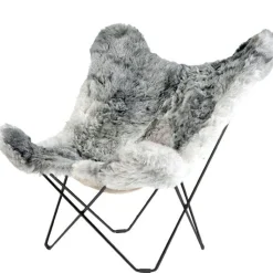 Cuero Fåtöljer-Iceland Mariposa Butterfly Chair, Shorn Grey/Black