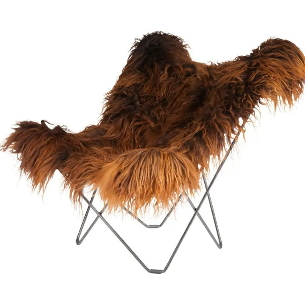 Cuero Fåtöljer-Iceland Mariposa Butterfly Chair, Wild Brown/Chrome