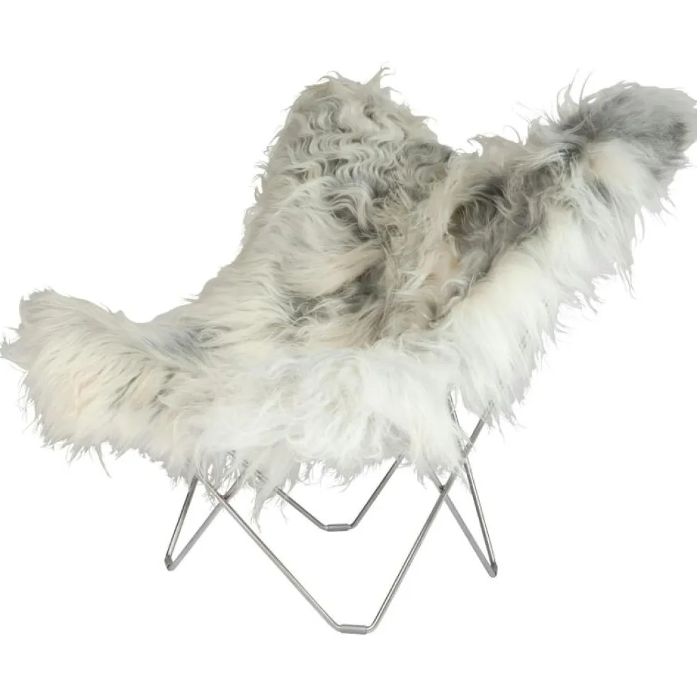 Iceland Mariposa Butterfly Chair, Wild Grey/Chrome