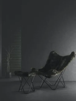 Cuero Fåtöljer-Iceland Mariposa Butterfly Chair, Shorn Brown/Chrome