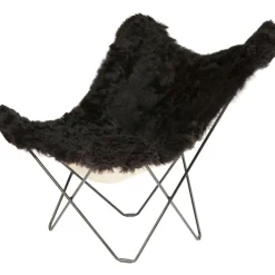 Cuero Fåtöljer-Iceland Mariposa Butterfly Chair, Shorn Black/Black
